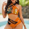 Custom Tigger Flowers Women's 2PCS Bikini Swimsuit Crisss Cross Cutout Bathing Suit EBN1030