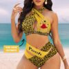 Custom Winnie-the-Pooh Leopard Women's 2PCS Bikini Swimsuit Crisss Cross Cutout Bathing Suit EBN1023