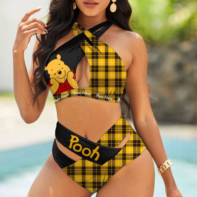 Custom-Winnie-the-Pooh-Womens-2PCS-Bikini-Swimsuit-Crisss-Cross-Cutout-Bathing-Suit-EBN1037 Custom Winnie-the-Pooh Women's 2PCS Bikini Swimsuit Crisss Cross Cutout Bathing Suit EBN1037