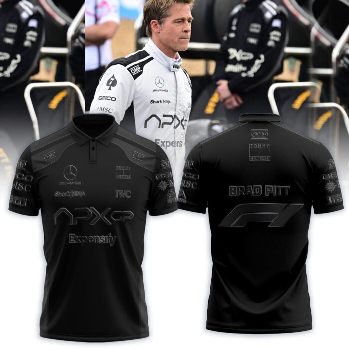 F1 The Movie - Brad Pitt 2025 APXGP Black In Black Polo Shirt BPM1004