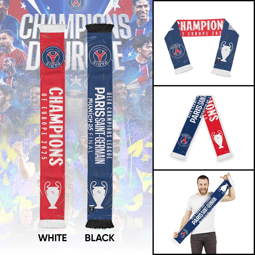 PSG-F.C.-Paris-Saint-Germain-Champions-dEurope-2025-Ruffneck-Soccer-Scarf-PSG1007 PSG F.C. Paris Saint-Germain Champions d'Europe 2025 Ruffneck Soccer Scarf PSG1007