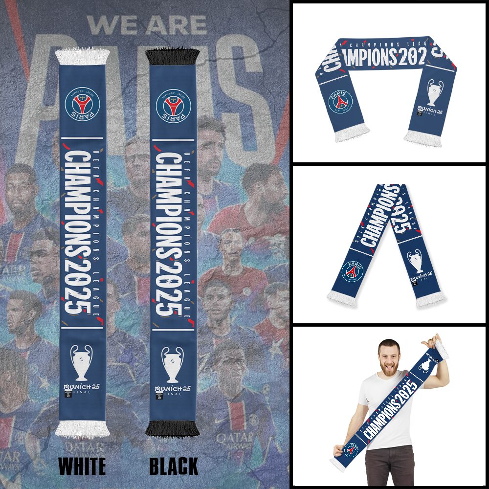 PSG-F.C.-Paris-Saint-Germain-Champions-dEurope-2025-Ruffneck-Soccer-Scarf-PSG1034 PSG F.C. Paris Saint-Germain Champions d'Europe 2025 Ruffneck Soccer Scarf PSG1034