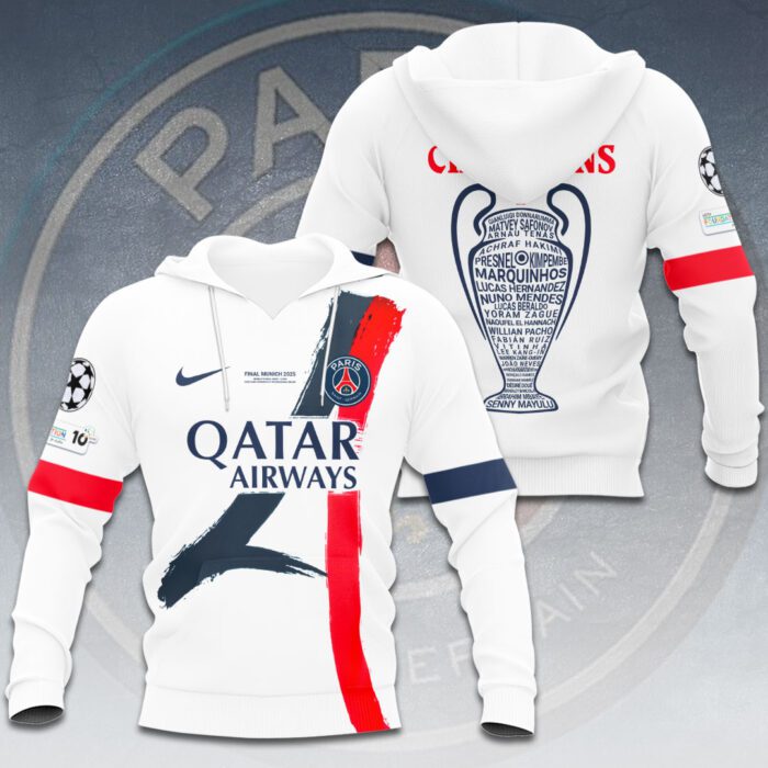 PSG F.C. Paris Saint-Germain Champions d'Europe 2025 Unisex Performance Hoodie PSG1064