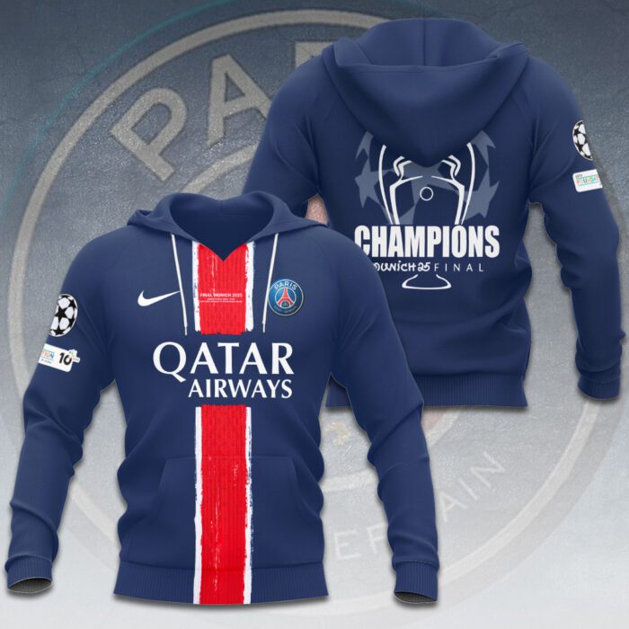 PSG F.C. Paris Saint-Germain Champions d'Europe 2025 Unisex Performance Hoodie PSG1066