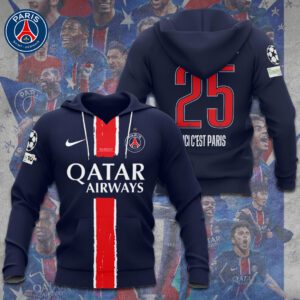 PSG F.C. Paris Saint-Germain Champions d'Europe 2025 Unisex Performance Hoodie PSG1070