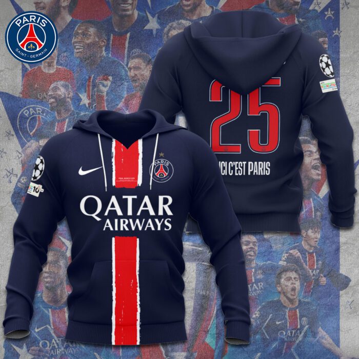 PSG F.C. Paris Saint-Germain Champions d'Europe 2025 Unisex Performance Hoodie PSG1070