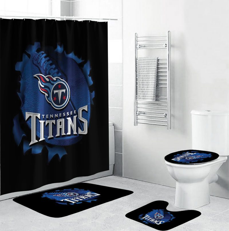 Tennessee Titans Logo Black Background Waterproof Shower Curtain Non-Slip Toilet Lid Cover Bath Mat Bathroom Set BRS4211 Tennessee Titans Logo Black Background Waterproof Shower Curtain Non-Slip Toilet Lid Cover Bath Mat Bathroom Set BRS4211