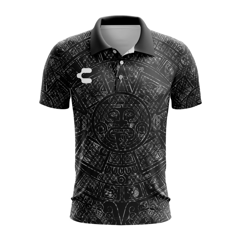 Charly-Mexico-Aztec-Heritage-Black-Polo-Shirt Charly Mexico Aztec Heritage Black Polo Shirt