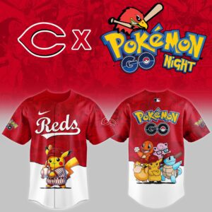 Cincinnati Reds MLB x Pokemon Go Night Personalized Baseball Jersey For Fan