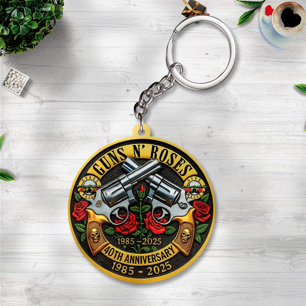 Guns-N-Roses-Custom-Shape-2-sided-Keychain-GKC1093 Guns N' Roses Custom Shape 2-sided Keychain GKC1093