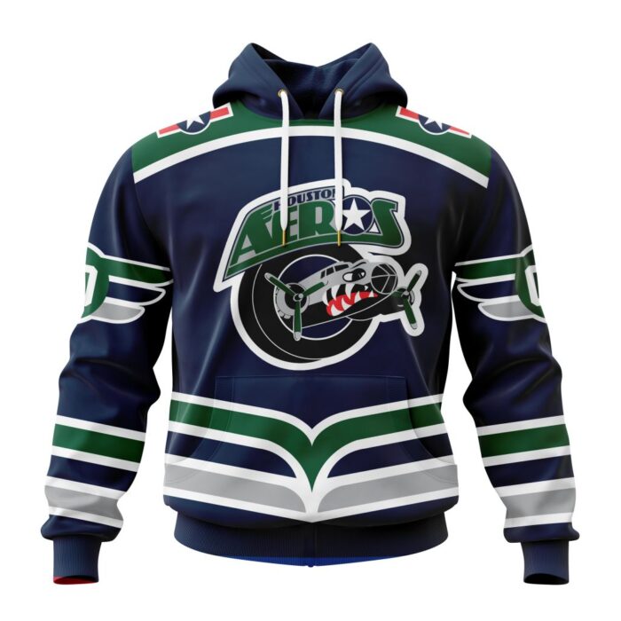 Houston Aeros Personalized Blue Unisex Performance Hoodie