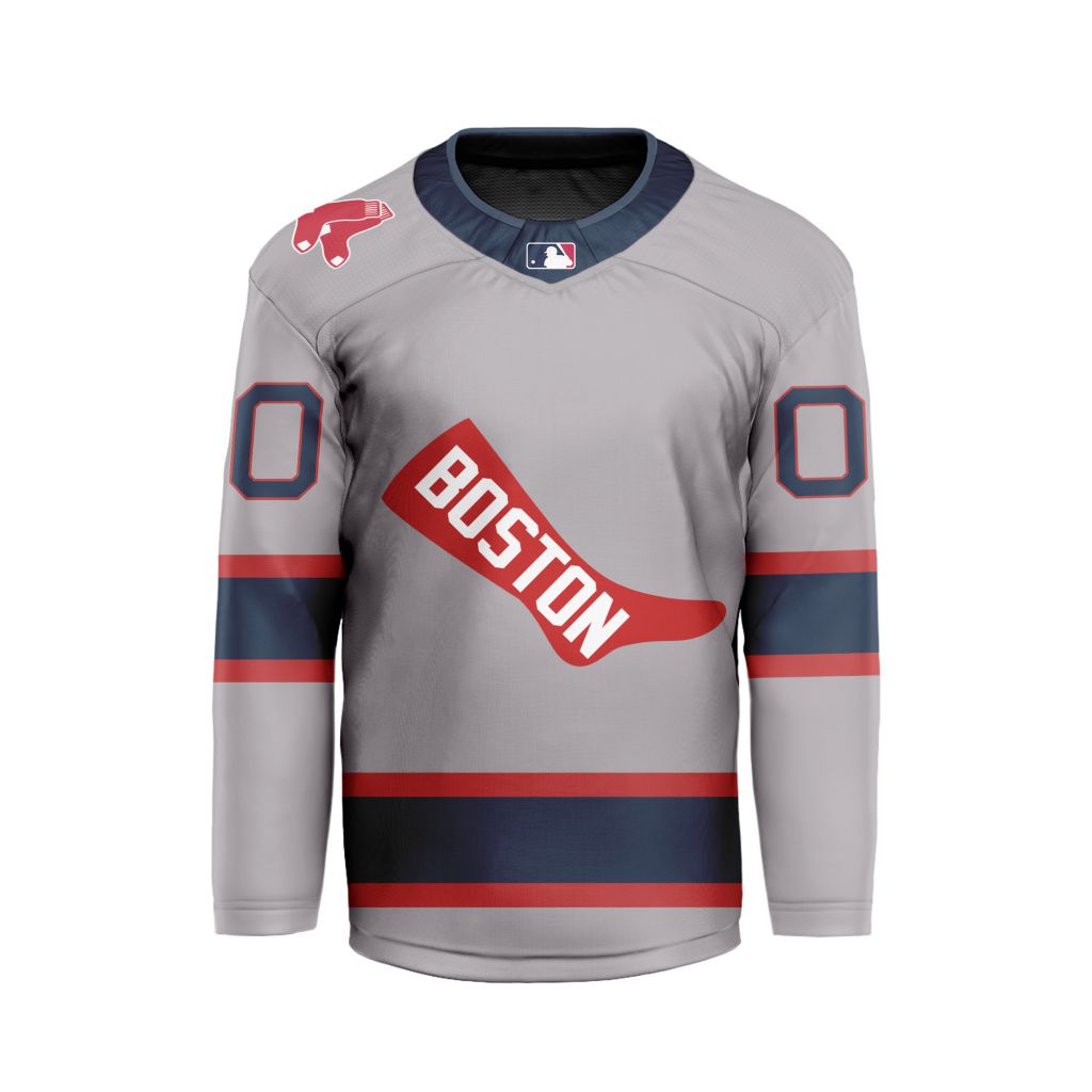 MLB-Boston-Red-Sox-Personalized-Classic-Style-Hockey-Jersey MLB Boston Red Sox Personalized Classic Style Hockey Jersey