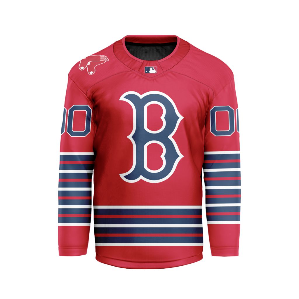 MLB-Boston-Red-Sox-Personalized-Home-Style-Hockey-Jersey MLB Boston Red Sox Personalized Home Style Hockey Jersey