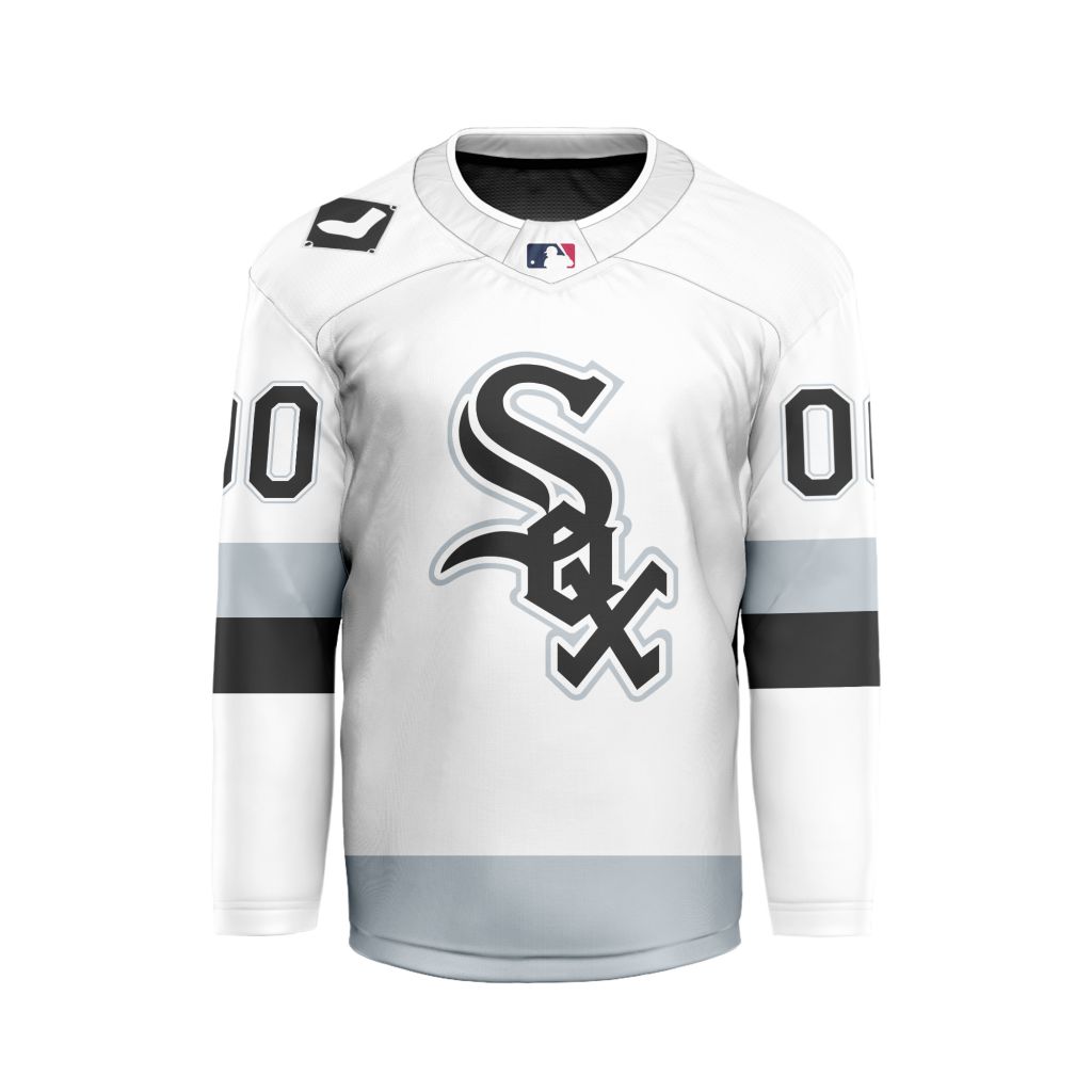 MLB-Chicago-White-Sox-Personalized-Away-Style-Hockey-Jersey MLB Chicago White Sox Personalized Away Style Hockey Jersey
