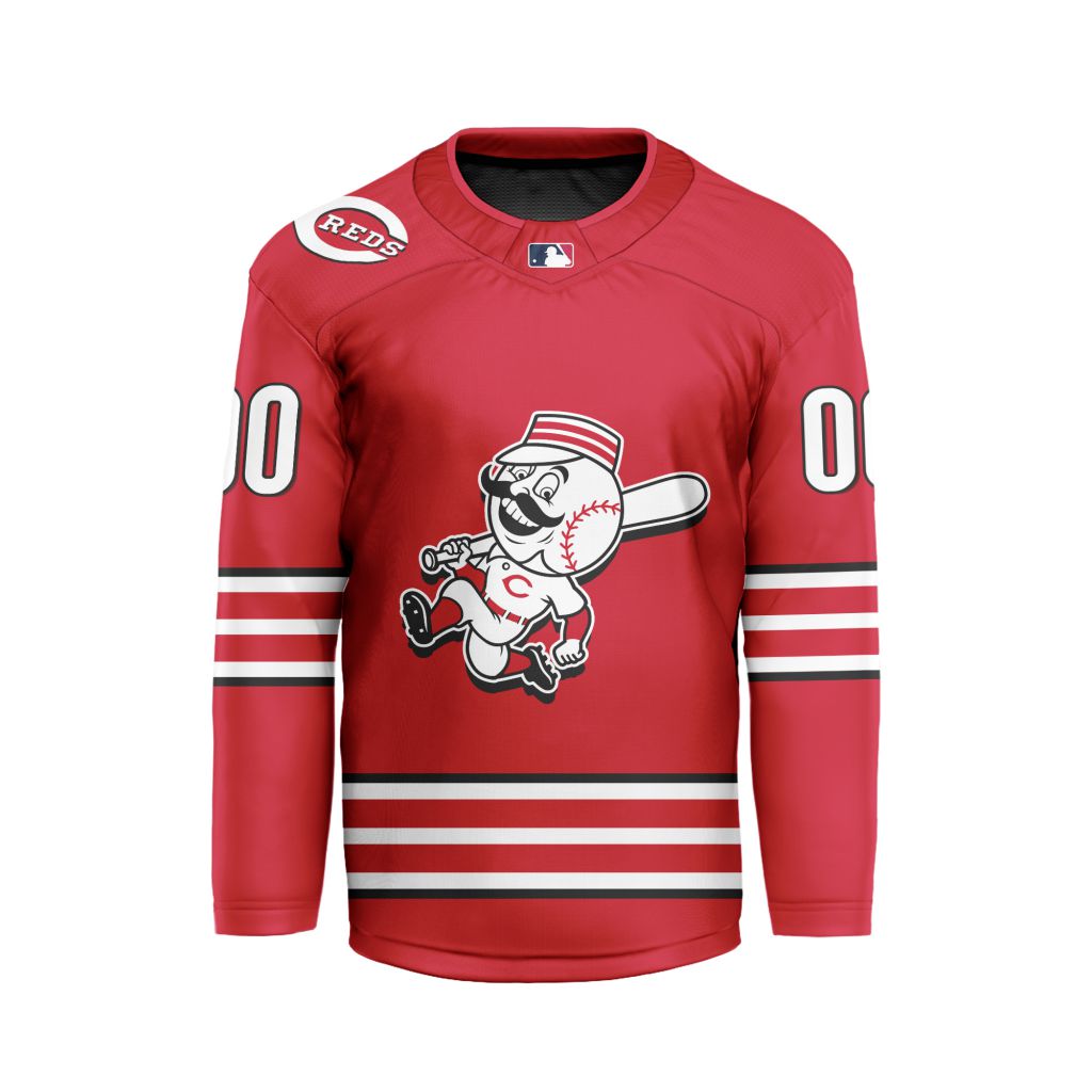 MLB-Cincinnati-Reds-Personalized-Alternate-Style-Hockey-Jersey MLB Cincinnati Reds Personalized Alternate Style Hockey Jersey