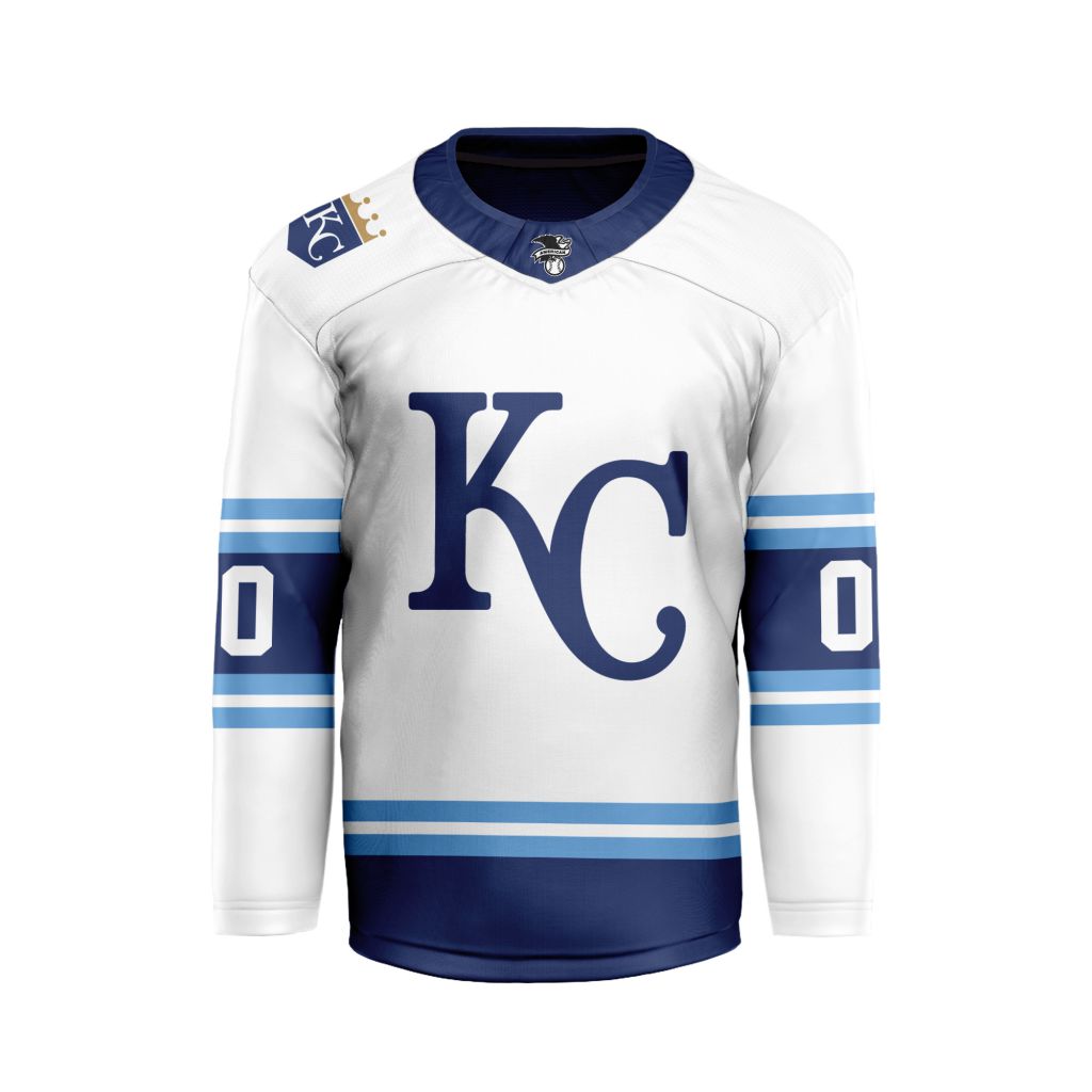 MLB-Kansas-City-Royals-Personalized-Away-Style-Hockey-Jersey MLB Kansas City Royals Personalized Away Style Hockey Jersey