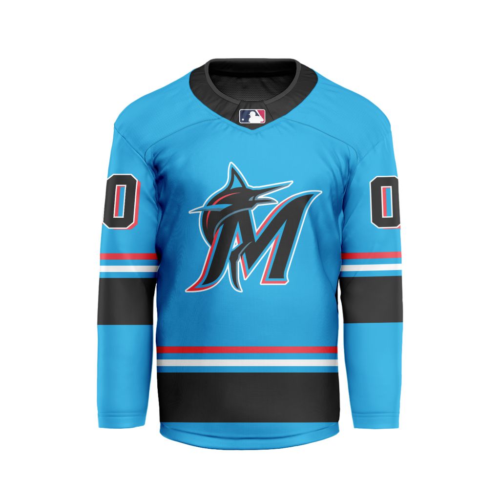 MLB-Miami-Marlins-Personalized-Alternate-Style-Hockey-Jersey MLB Miami Marlins Personalized Alternate Style Hockey Jersey