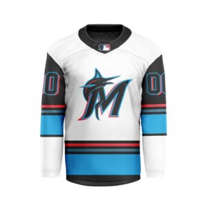 MLB Miami Marlins Personalized Away Style Hockey Jersey