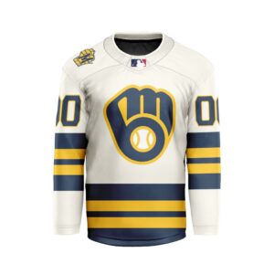 MLB Milwaukee Brewers Personalized Away Style Hockey Jersey