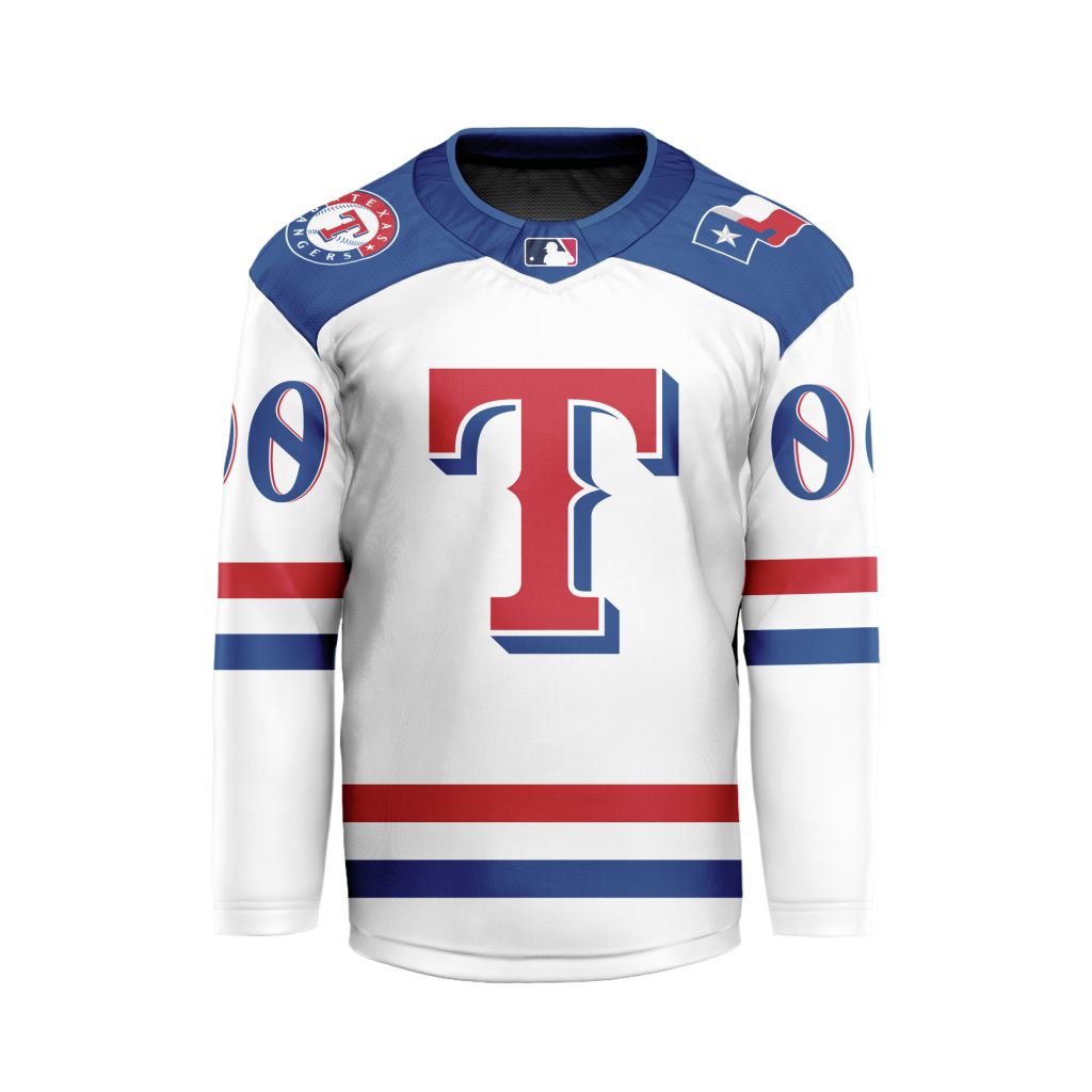 MLB-Texas-Rangers-Personalized-Away-Style-Hockey-Jersey MLB Texas Rangers Personalized Away Style Hockey Jersey