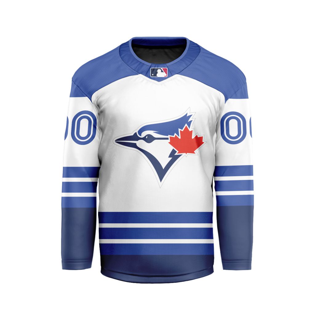 MLB-Toronto-Blue-Jays-Personalized-Away-Style-Hockey-Jersey MLB Toronto Blue Jays Personalized Away Style Hockey Jersey