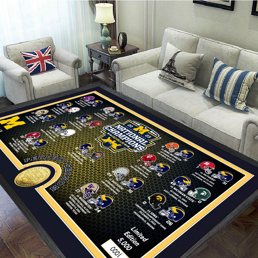 Michigan Wolverines Football Rectangular Rug Floor Decor GRR1115 Michigan Wolverines Football Rectangular Rug Floor Decor GRR1115