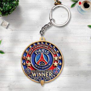 Paris Saint-Germain UEFA Champion League 2025 Winner Custom Shape 2-sided Keychain GKC1114