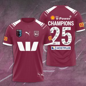 Queensland Maroons 25th State of Origin Champion Unisex Performance T-Shirt QMC1012