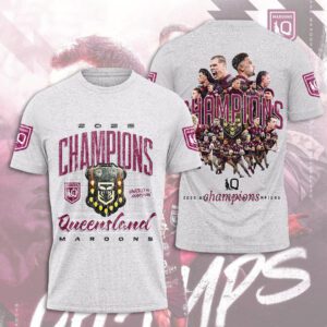 Queensland Maroons 25th State of Origin Champion Unisex Performance T-Shirt QMC1013