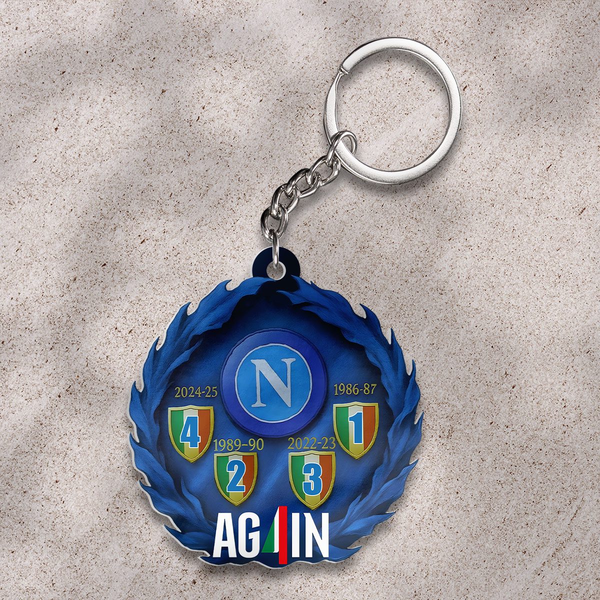S.S.C.-Napoli-Custom-Shape-2-sided-Keychain-GKC1107 S.S.C. Napoli Custom Shape 2-sided Keychain GKC1107