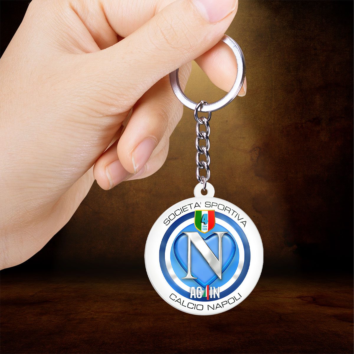 S.S.C.-Napoli-Custom-Shape-2-sided-Keychain-GKC1121-1