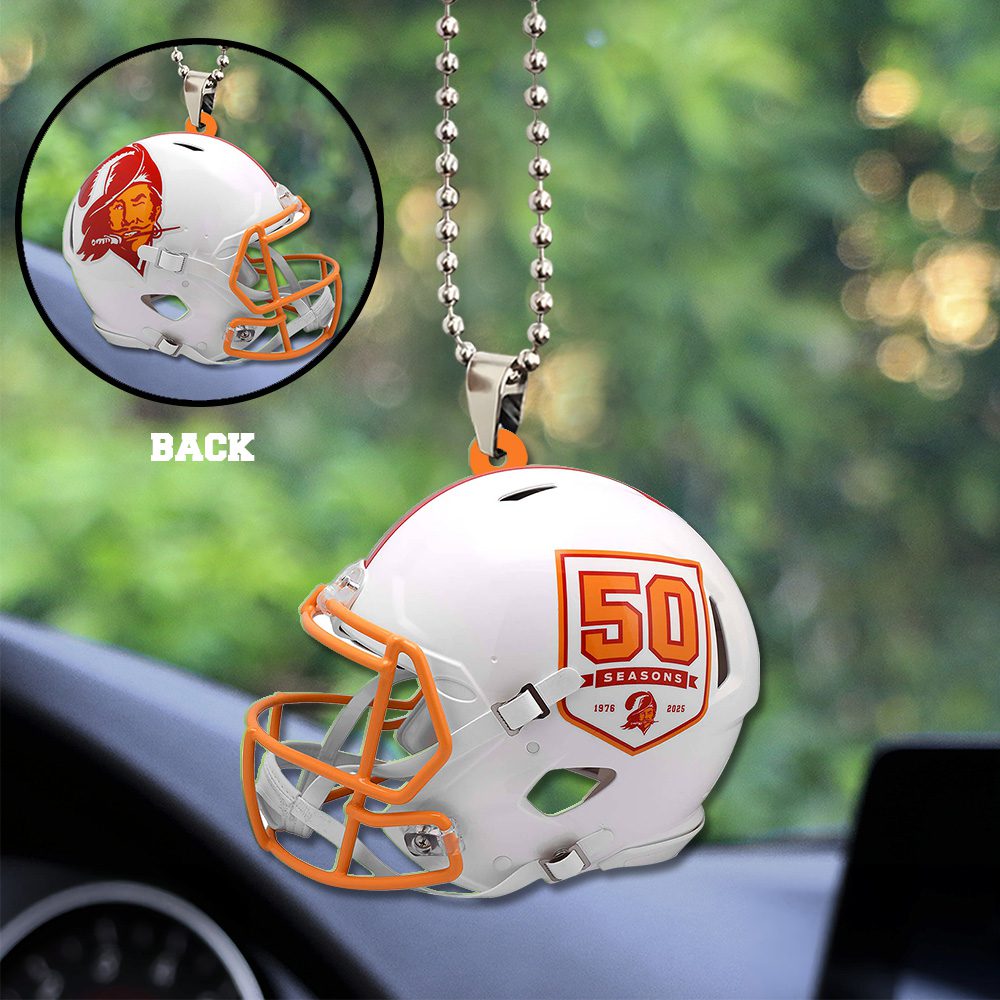 Tampa-Bay-Buccaneers-50th-Season-Limited-shape-2-sided-Acrylic-Car-Ornament-FCS1019 Tampa Bay Buccaneers 50th Season Limited shape 2-sided Acrylic Car Ornament FCS1019