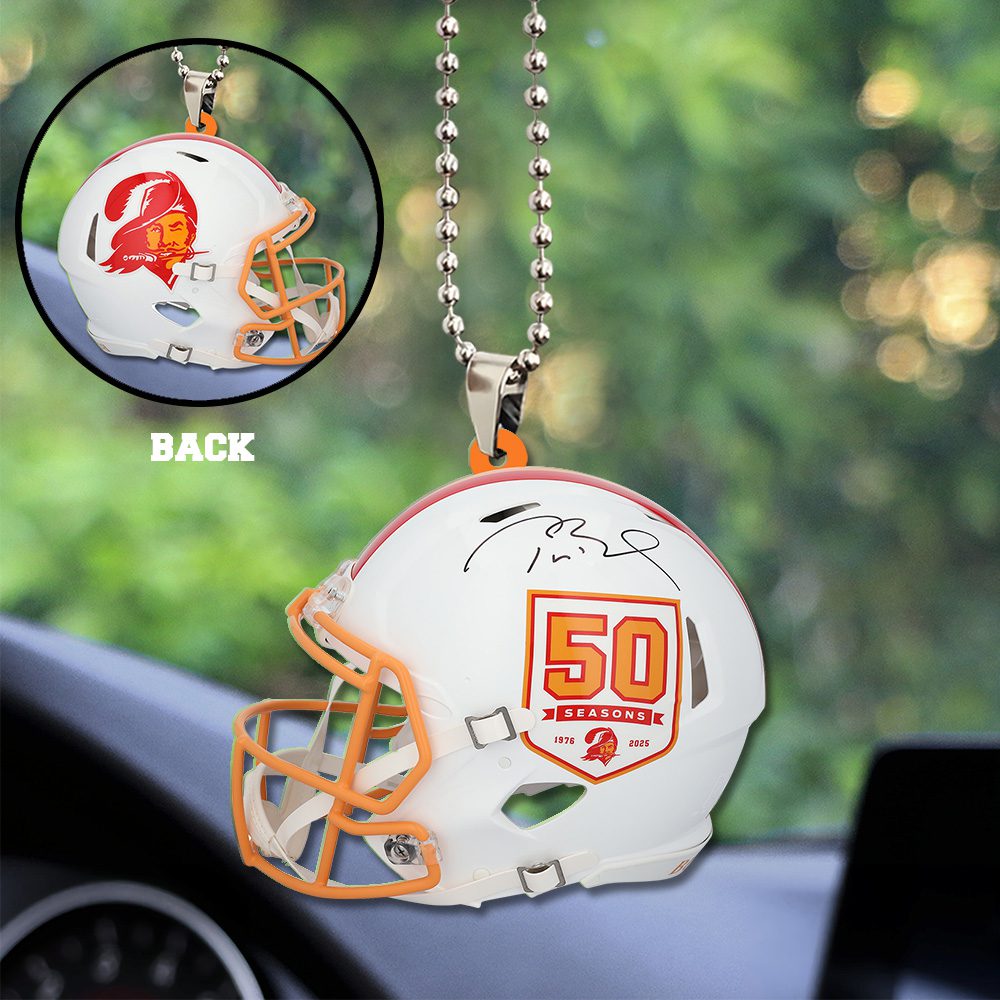 Tampa-Bay-Buccaneers-50th-Season-Limited-x-Tom-Brady-shape-2-sided-Acrylic-Car-Ornament-FCS1015 Tampa Bay Buccaneers 50th Season Limited x Tom Brady shape 2-sided Acrylic Car Ornament FCS1015