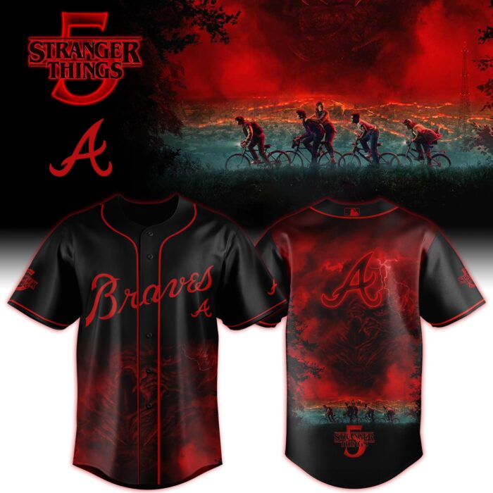 Atlanta Braves MLB x Stranger Things Personalized Baseball Jersey For Fans