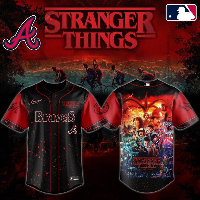 Atlanta Braves MLB x Stranger Things Personalized Baseball Jersey For Fans