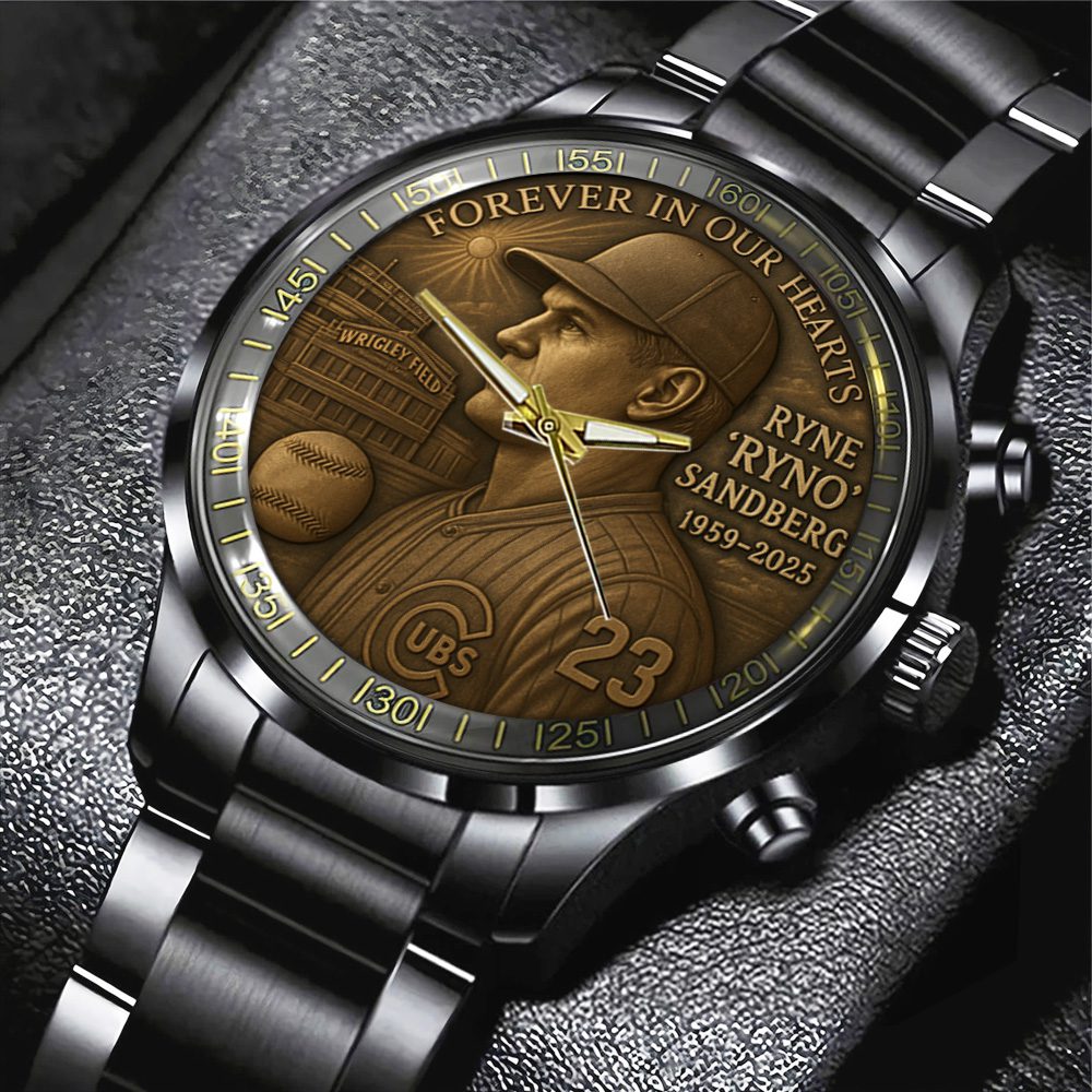 Chicago-Cubs-x-Ryne-Sandberg-Black-Stainless-Steel-Watch-NGB1214 Chicago Cubs x Ryne Sandberg Black Stainless Steel Watch NGB1214