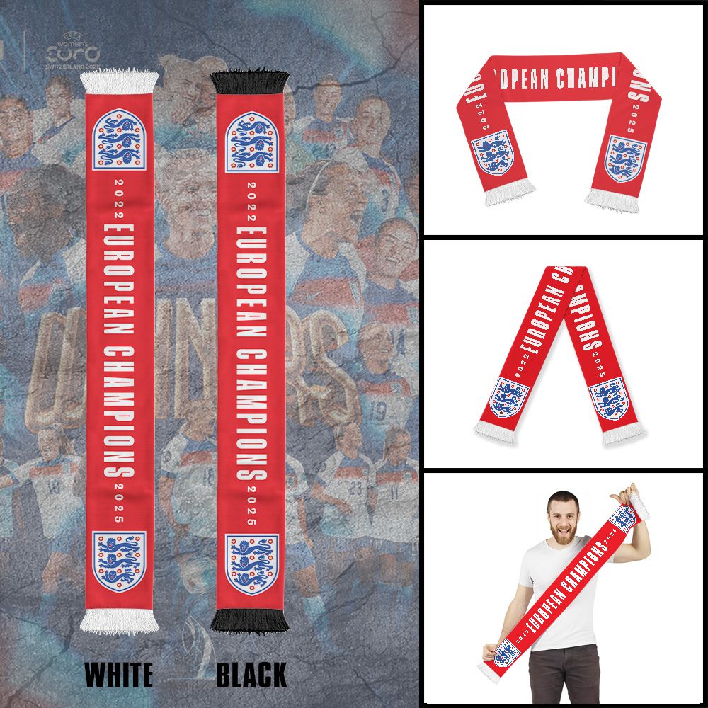 England-Lionesses-Womens-Football-Champion-World-Cup-2025-Ruffneck-Soccer-Scarf-NGB1251 England Lionesses Women's Football Champion World Cup 2025 Ruffneck Soccer Scarf NGB1251