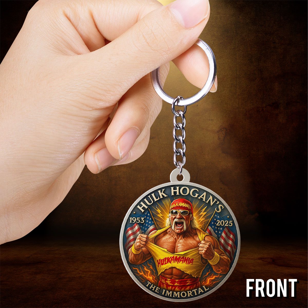 Hulk-Hogan-Rest-In-Peace-2025-Custom-Shape-2-sided-Keychain-NGB1275-1