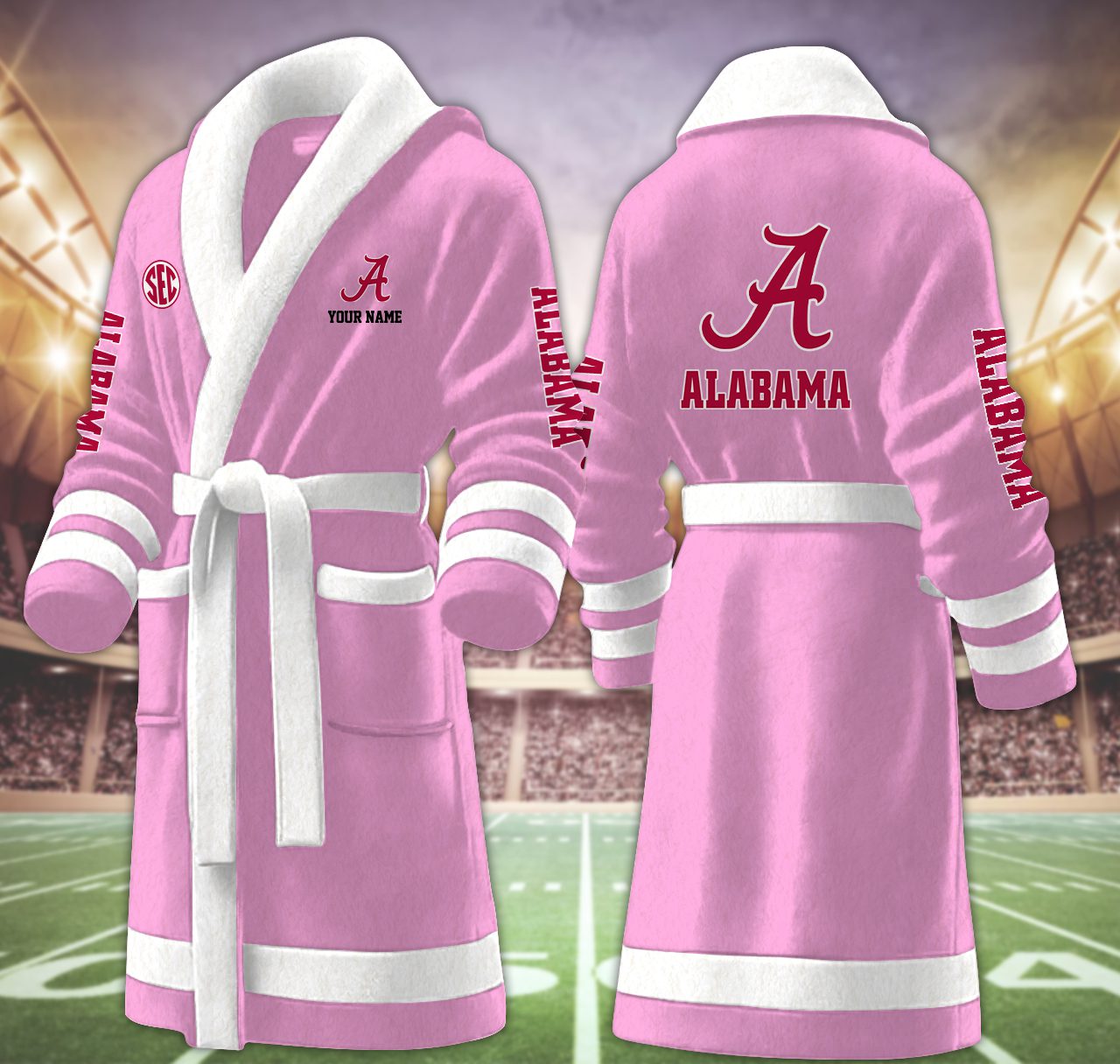 Alabama-Crimson-Tide-NCAA-Personalized-Fleece-Bathrobe Alabama Crimson Tide NCAA Personalized Fleece Bathrobe