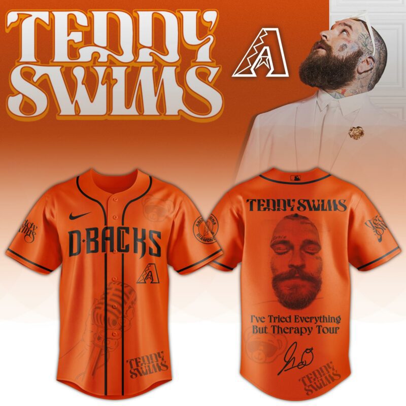 Arizona-Diamondbacks-x-Teddy-Swims-Ive-Tried-Everything-But-Therapy-Tour-Baseball-Jersey Arizona Diamondbacks x Teddy Swims "I've Tried Everything But Therapy Tour" Baseball Jersey