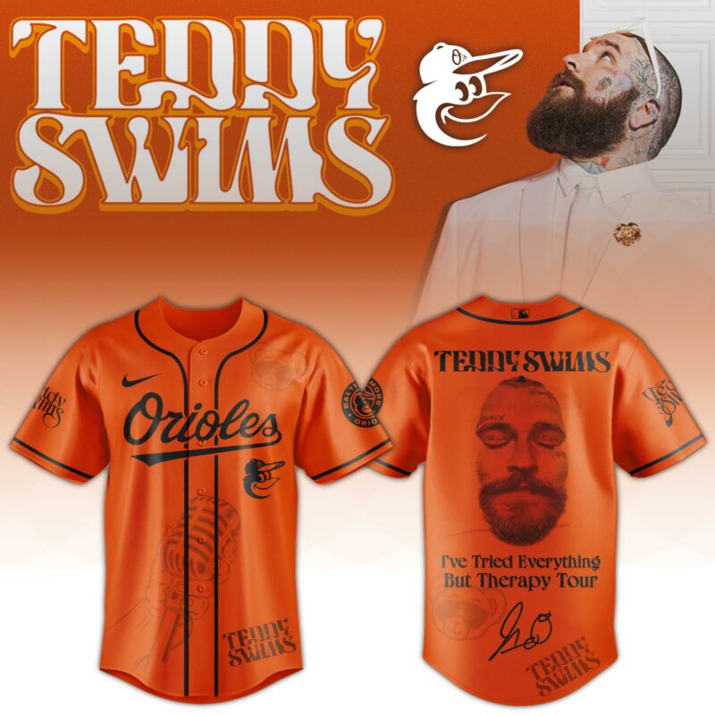 Baltimore-Orioles-x-Teddy-Swims-Ive-Tried-Everything-But-Therapy-Tour-Baseball-Jersey Baltimore Orioles x Teddy Swims "I've Tried Everything But Therapy Tour" Baseball Jersey