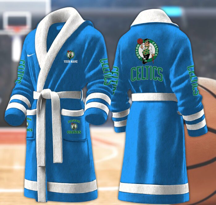 Boston Celtics NBA Personalized Fleece Bathrobe