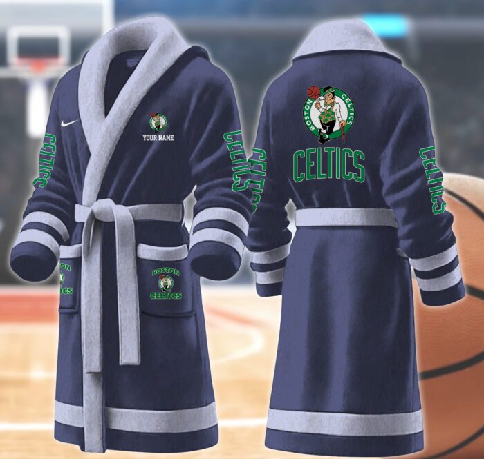 Boston Celtics NBA Personalized Fleece Bathrobe