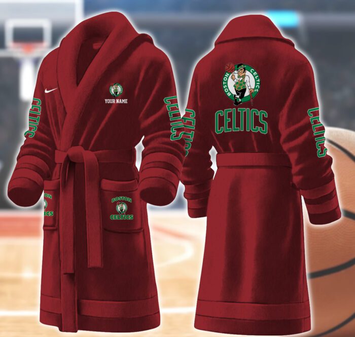 Boston Celtics NBA Personalized Fleece Bathrobe