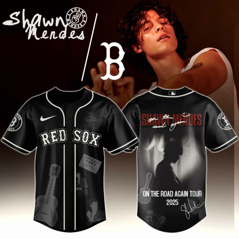 Boston-Red-Sox-x-Shawn-Mendes-On-The-Road-Again-World-Tour-Baseball-Jersey Boston Red Sox x Shawn Mendes "On The Road Again World Tour " Baseball Jersey
