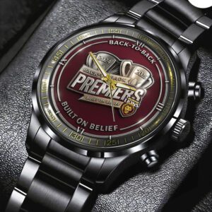Brisbane Lions Back To Back Premiers 2024 2025 Black Stainless Steel Watch GNE5054