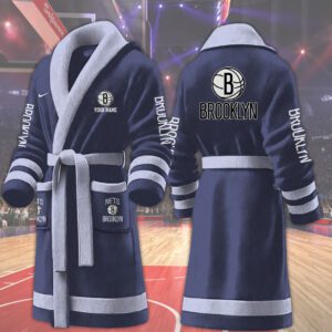 Brooklyn Nets NBA Personalized Fleece Bathrobe