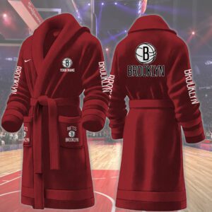 Brooklyn Nets NBA Personalized Fleece Bathrobe
