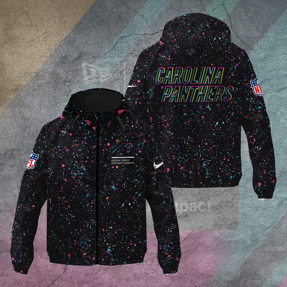 Carolina Panthers Crucial Catch 2025 3D Windbreaker Jacket