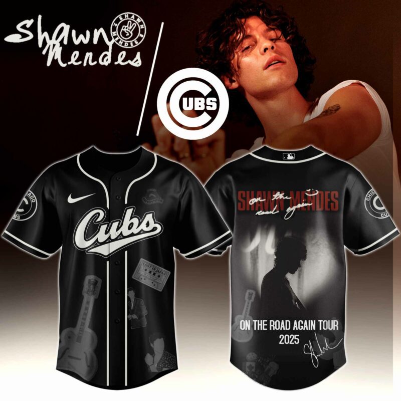 Chicago-Cubs-x-Shawn-Mendes-On-The-Road-Again-World-Tour-Baseball-Jersey Chicago Cubs x Shawn Mendes "On The Road Again World Tour " Baseball Jersey